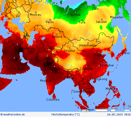 Höchsttemperatur Vorhersagekarten