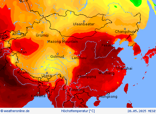 Höchsttemperatur Vorhersagekarten