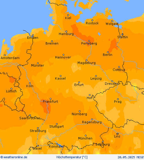 Höchsttemperatur Vorhersagekarten