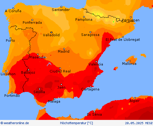Höchsttemperatur Vorhersagekarten