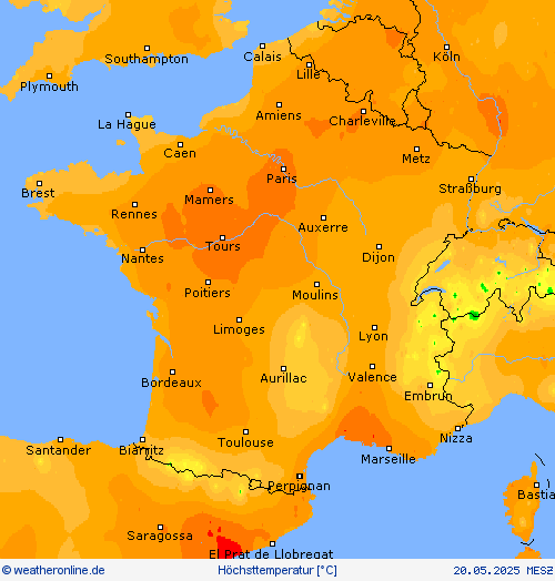 Höchsttemperatur Vorhersagekarten
