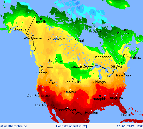 Höchsttemperatur Vorhersagekarten