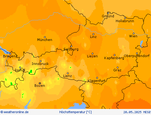 Höchsttemperatur Vorhersagekarten