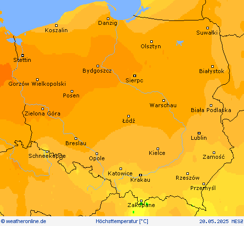 Höchsttemperatur Vorhersagekarten