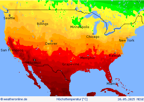 Höchsttemperatur Vorhersagekarten