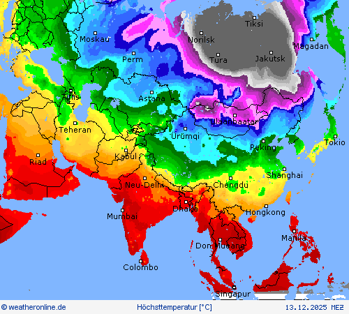 H&ouml;chsttemperatur Vorhersagekarten