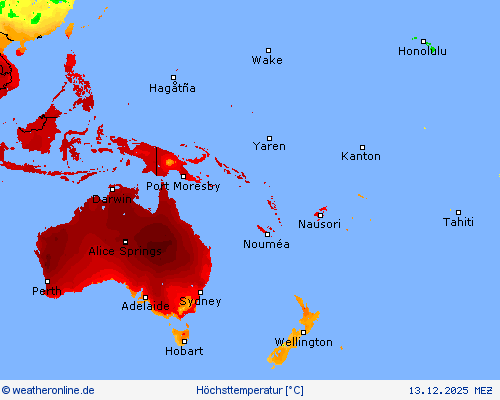 H&ouml;chsttemperatur Vorhersagekarten