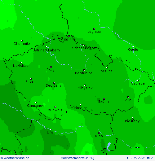 H&ouml;chsttemperatur Vorhersagekarten