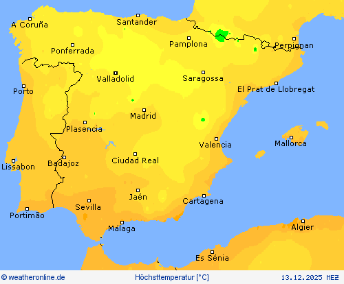 Höchsttemperatur Vorhersagekarten