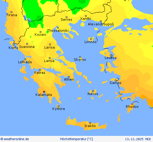 H&ouml;chsttemperatur Vorhersagekarten