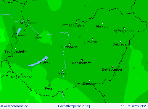 H&ouml;chsttemperatur Vorhersagekarten