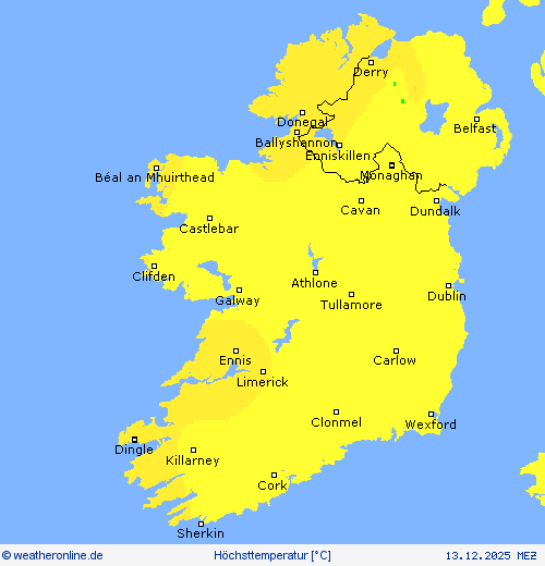 H&ouml;chsttemperatur Vorhersagekarten