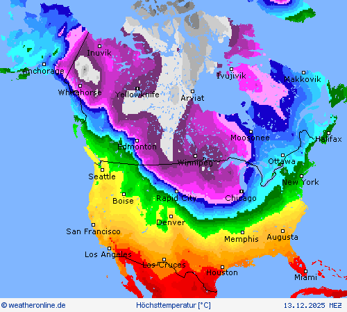 H&ouml;chsttemperatur Vorhersagekarten