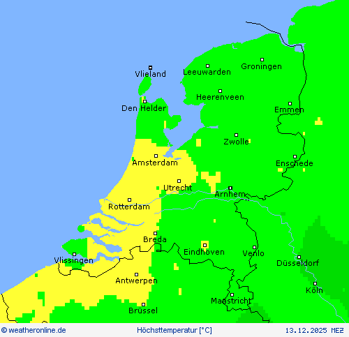 H&ouml;chsttemperatur Vorhersagekarten