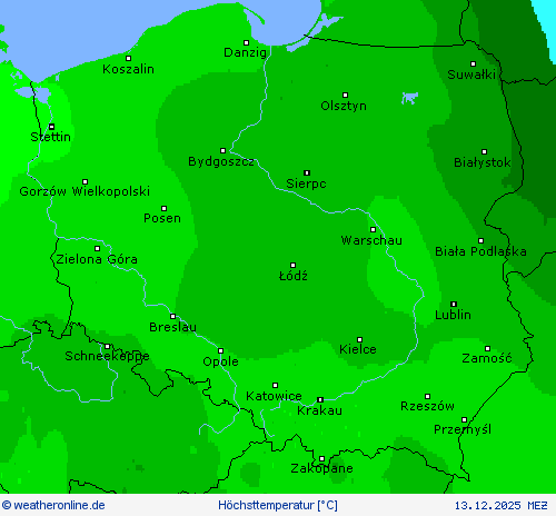 H&ouml;chsttemperatur Vorhersagekarten