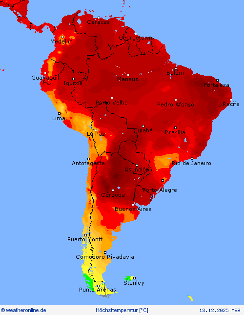 Höchsttemperatur Vorhersagekarten