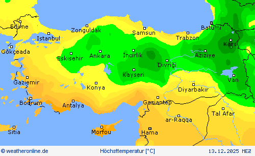Höchsttemperatur Vorhersagekarten
