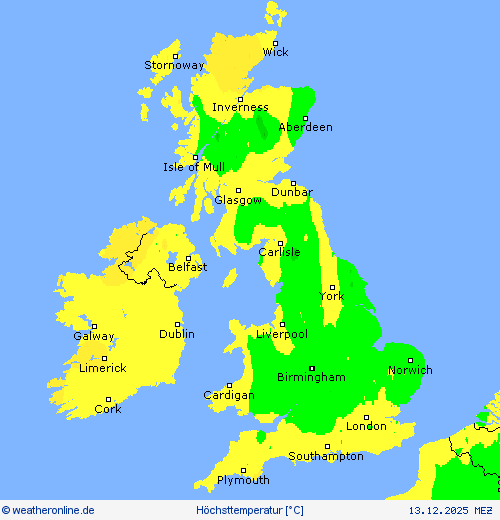 H&ouml;chsttemperatur Vorhersagekarten