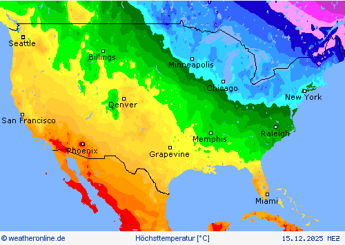 H&ouml;chsttemperatur Vorhersagekarten