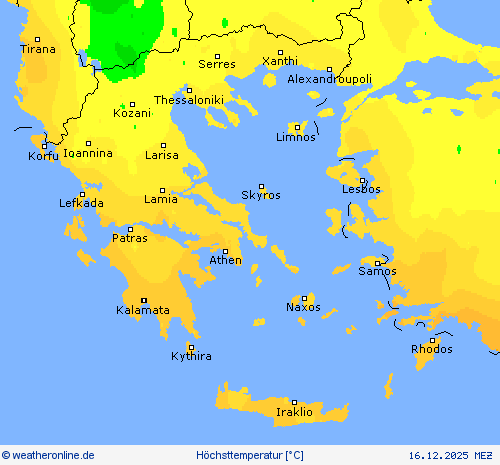H&ouml;chsttemperatur Vorhersagekarten