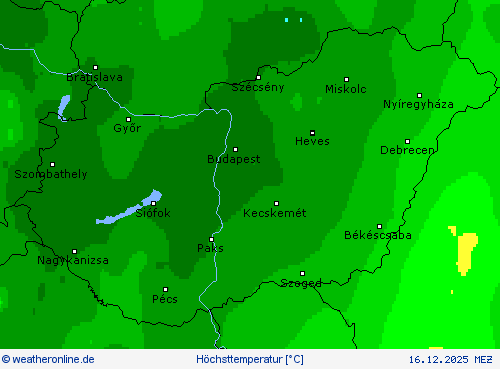 H&ouml;chsttemperatur Vorhersagekarten