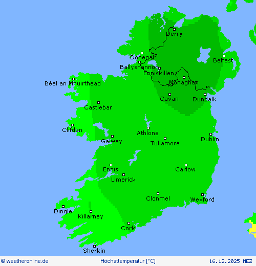H&ouml;chsttemperatur Vorhersagekarten