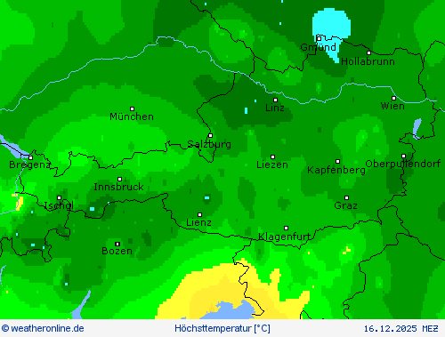H&ouml;chsttemperatur Vorhersagekarten