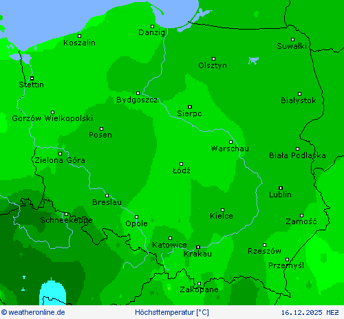 H&ouml;chsttemperatur Vorhersagekarten
