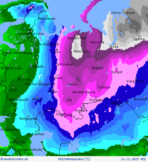 H&ouml;chsttemperatur Vorhersagekarten