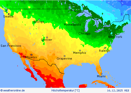 H&ouml;chsttemperatur Vorhersagekarten