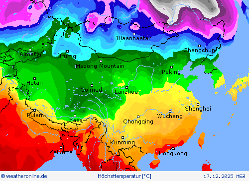 H&ouml;chsttemperatur Vorhersagekarten