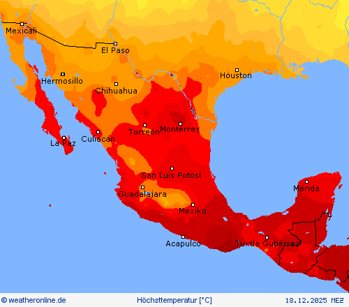 H&ouml;chsttemperatur Vorhersagekarten